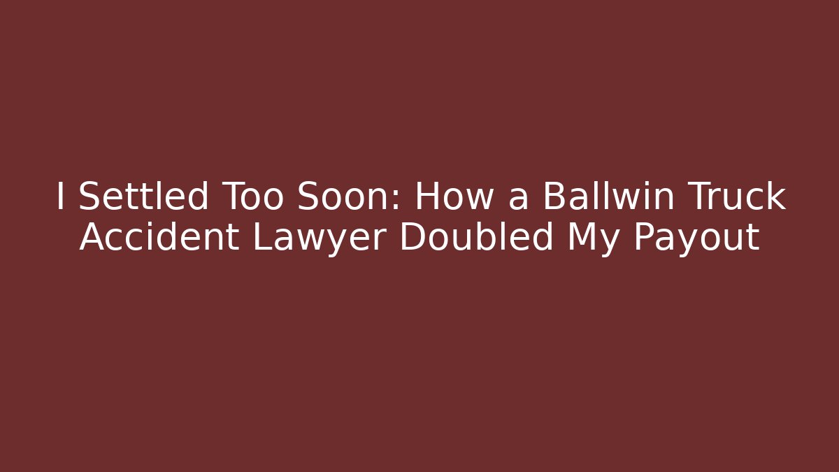 I Settled Too Soon: How a Ballwin Truck Accident Lawyer Doubled My Payout