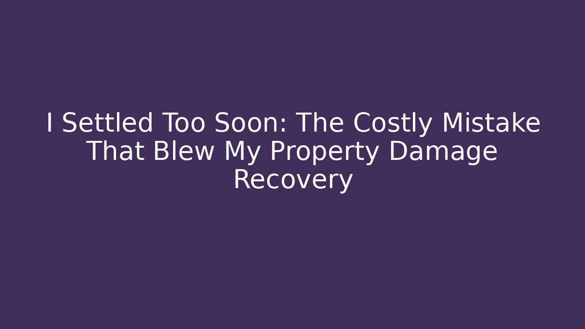 I Settled Too Soon: The Costly Mistake That Blew My Property Damage Recovery