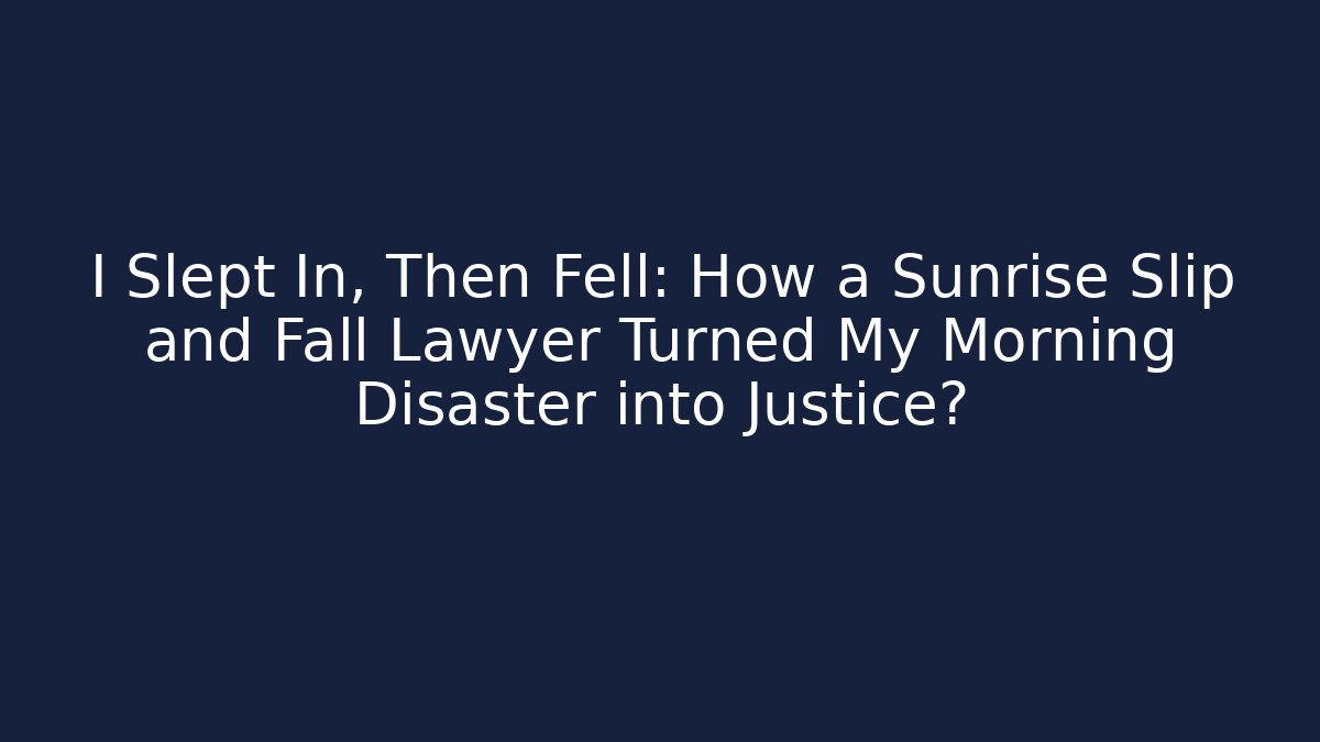 I Slept In, Then Fell: How a Sunrise Slip and Fall Lawyer Turned My Morning Disaster into Justice?