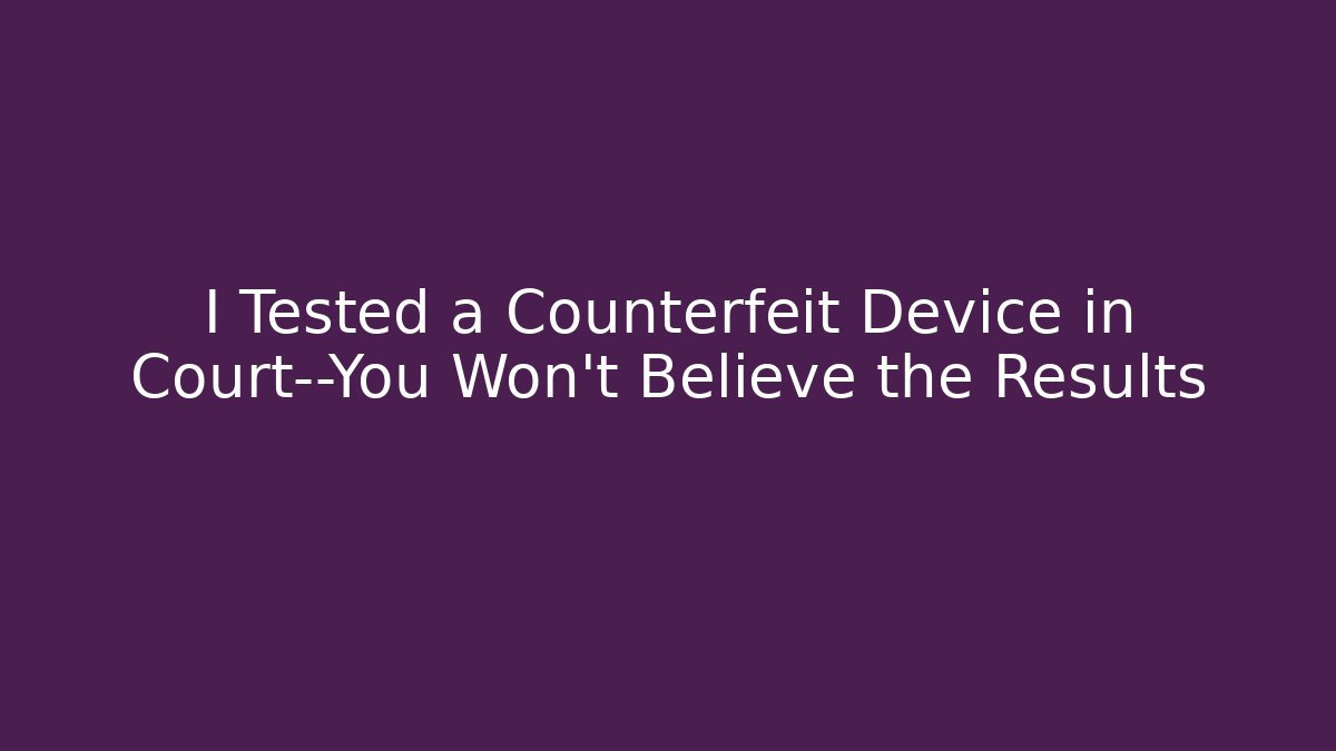 I Tested a Counterfeit Device in Court—You Won't Believe the Results