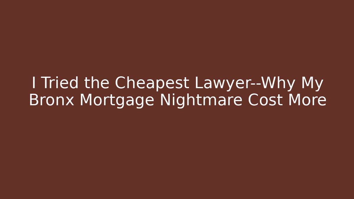 I Tried the Cheapest Lawyer—Why My Bronx Mortgage Nightmare Cost More