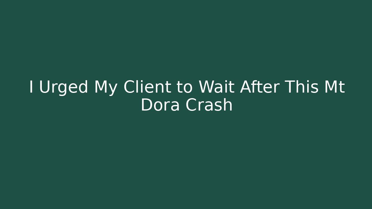 I Urged My Client to Wait After This Mt Dora Crash - WealthxGroup