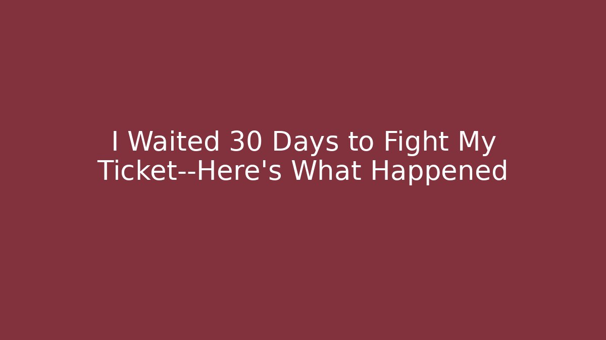 I Waited 30 Days to Fight My Ticket—Here’s What Happened