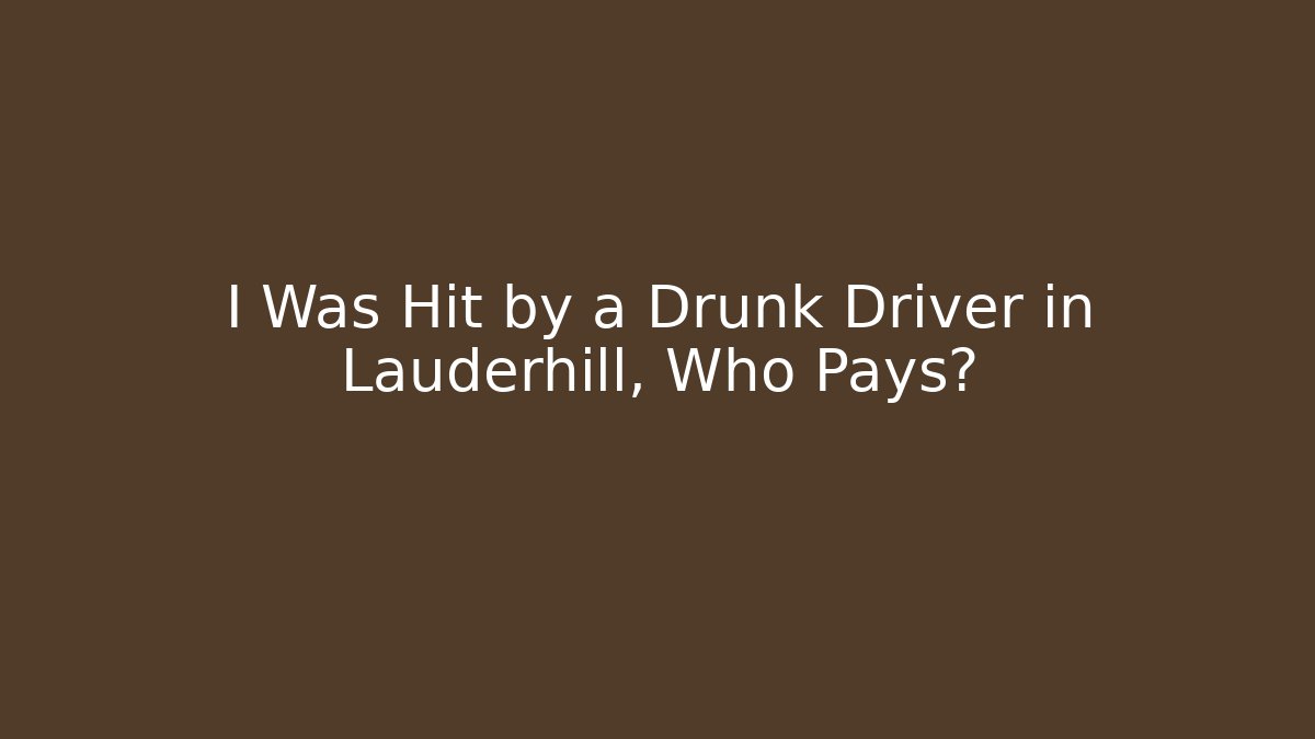 I Was Hit by a Drunk Driver in Lauderhill, Who Pays?