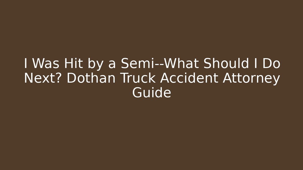 I Was Hit by a Semi—What Should I Do Next? Dothan Truck Accident Attorney Guide