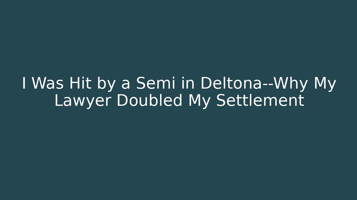 I Was Hit by a Semi in Deltona—Why My Lawyer Doubled My Settlement