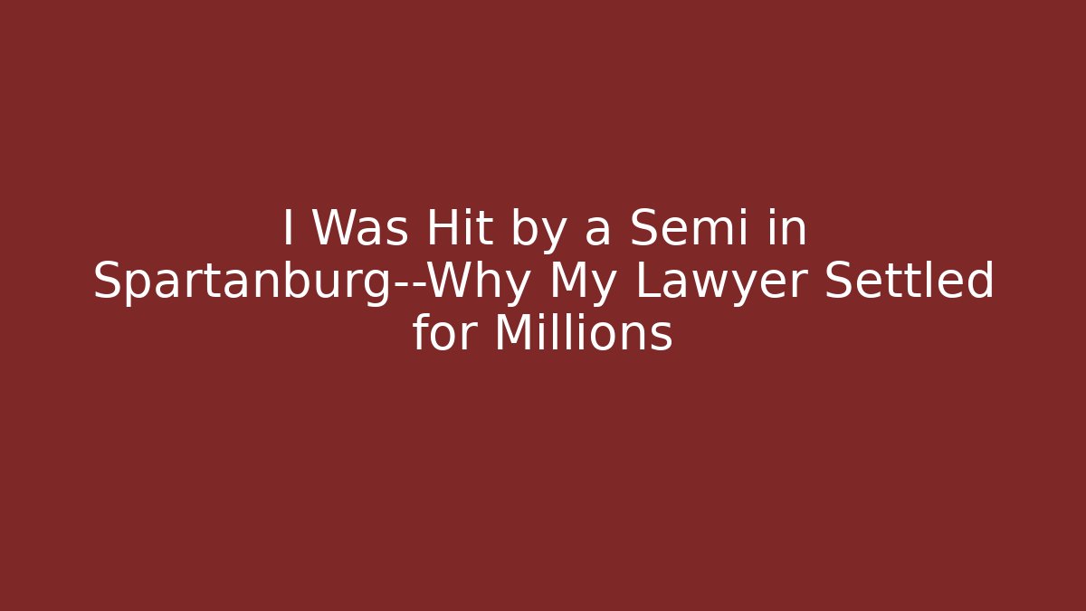 I Was Hit by a Semi in Spartanburg—Why My Lawyer Settled for Millions