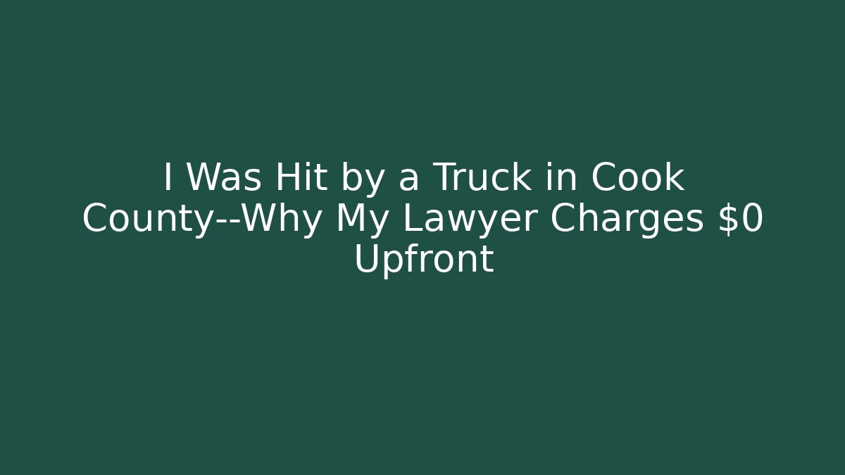 I Was Hit by a Truck in Cook County—Why My Lawyer Charges $0 Upfront