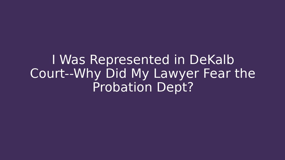 I Was Represented in DeKalb Court—Why Did My Lawyer Fear the Probation Dept?