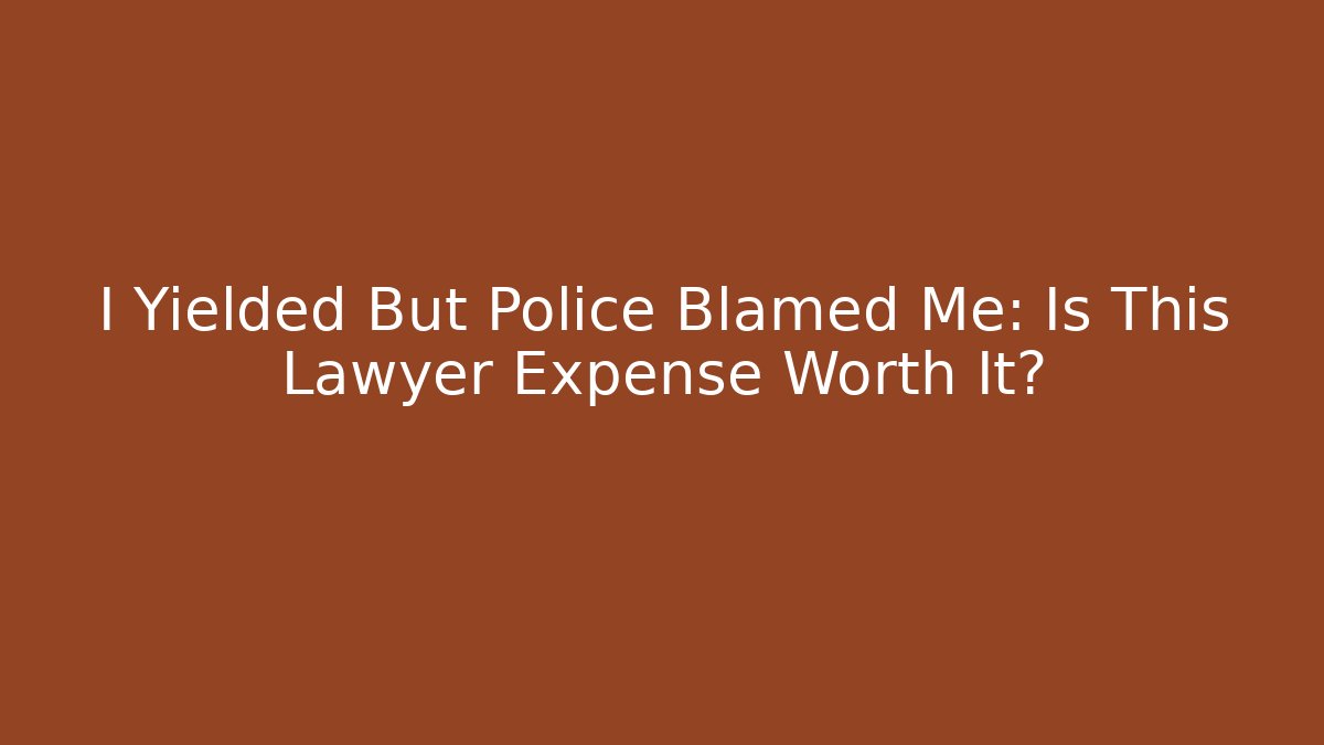 I Yielded But Police Blamed Me: Is This Lawyer Expense Worth It?