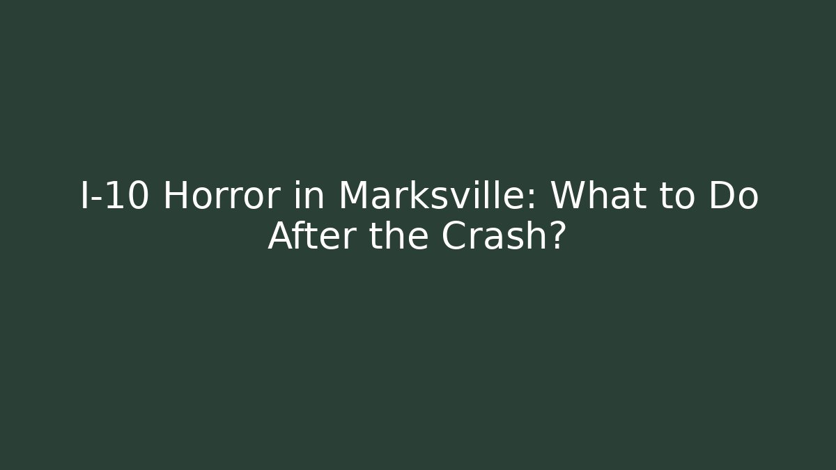 I-10 Horror in Marksville: What to Do After the Crash?