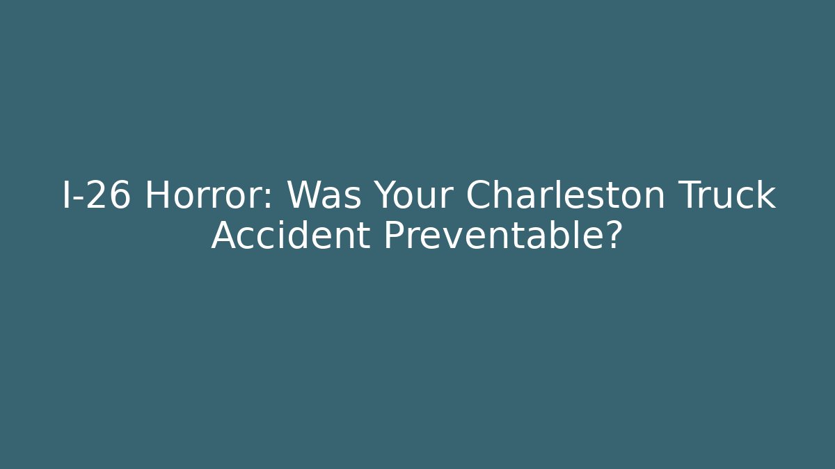 I-26 Horror: Was Your Charleston Truck Accident Preventable?