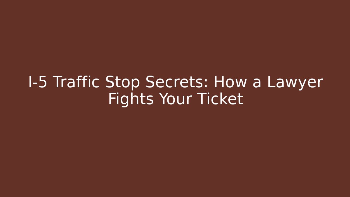 I-5 Traffic Stop Secrets: How a Lawyer Fights Your Ticket - WealthxGroup