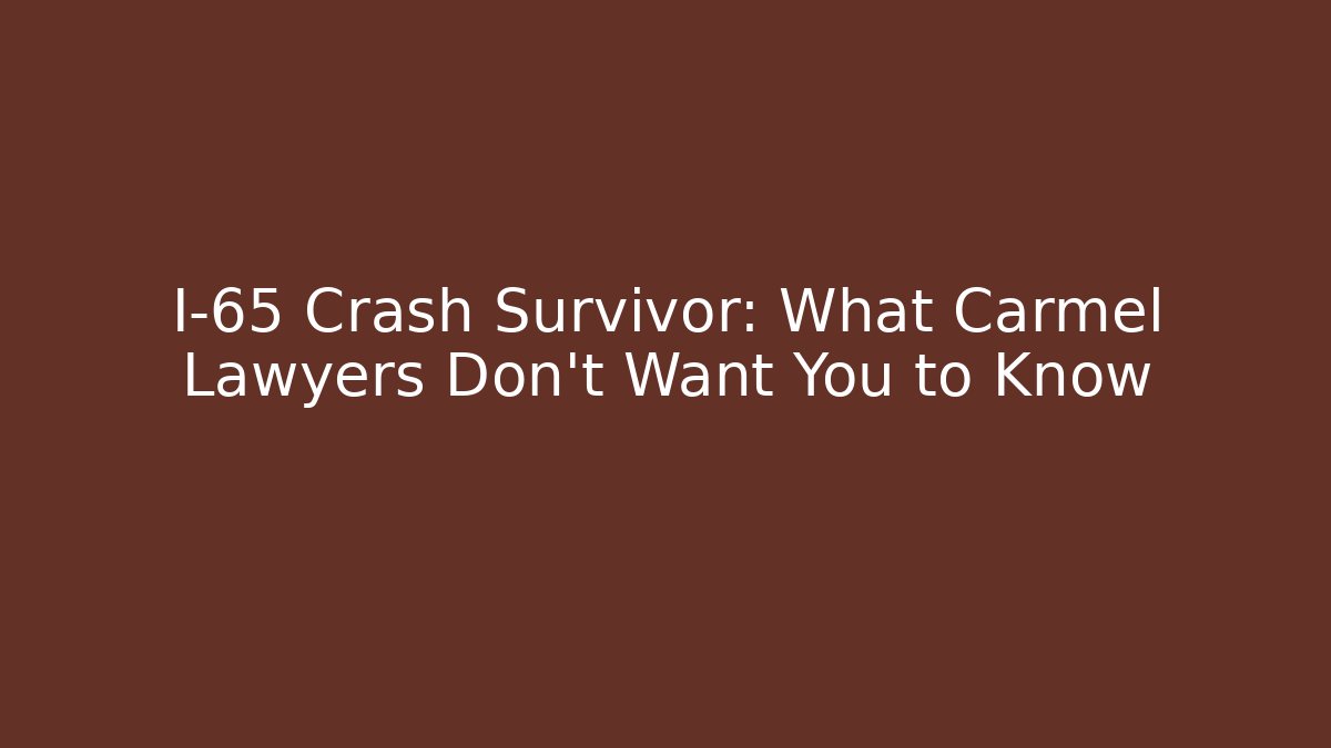 I-65 Crash Survivor: What Carmel Lawyers Don't Want You to Know