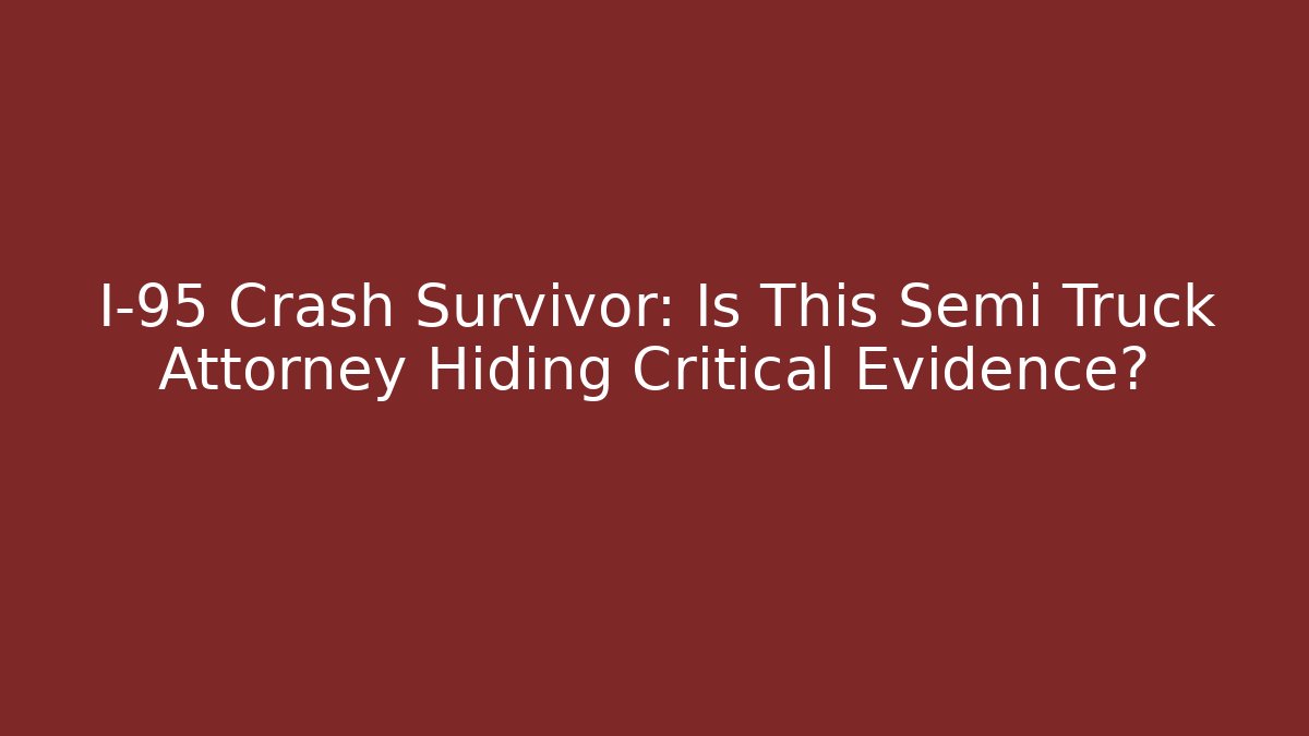 I-95 Crash Survivor: Is This Semi Truck Attorney Hiding Critical Evidence?