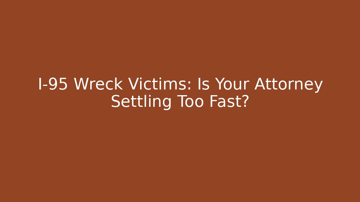 I-95 Wreck Victims: Is Your Attorney Settling Too Fast? - WealthxGroup