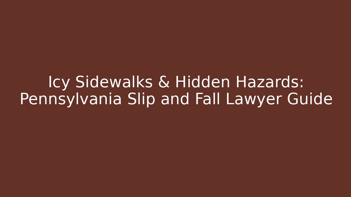 Icy Sidewalks & Hidden Hazards: Pennsylvania Slip and Fall Lawyer Guide