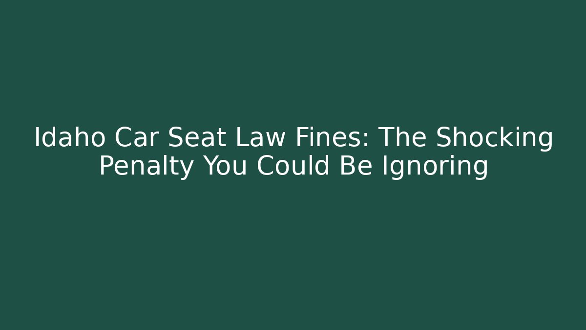 Idaho Car Seat Law Fines: The Shocking Penalty You Could Be Ignoring