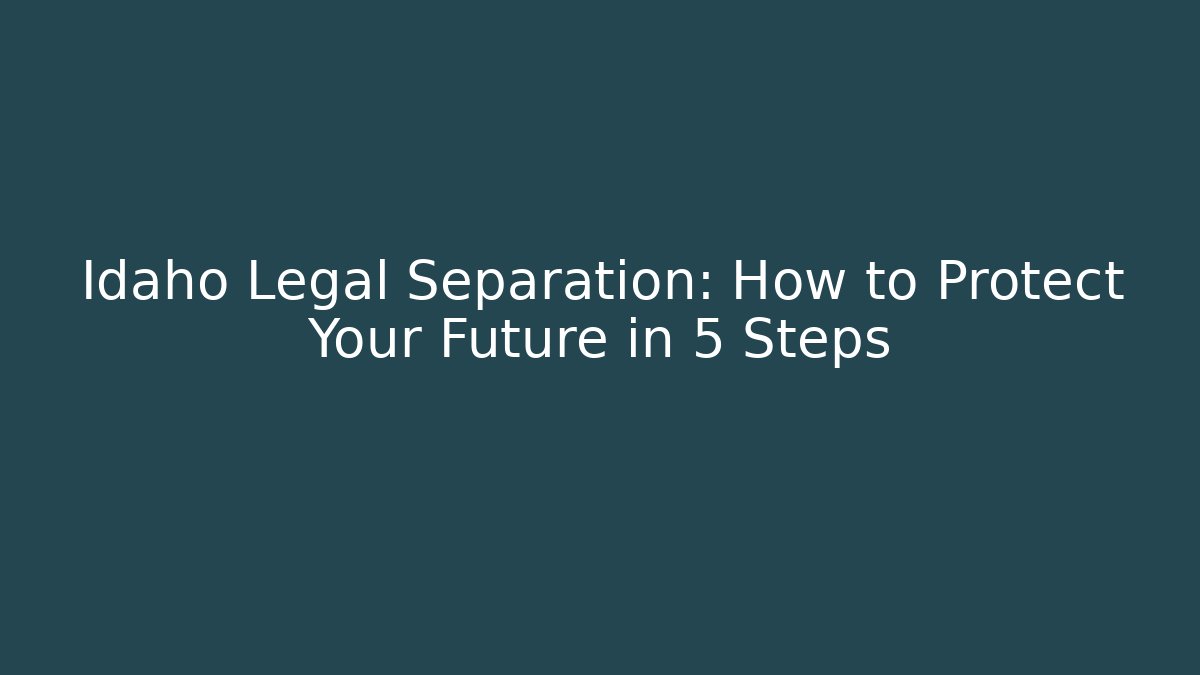 Idaho Legal Separation: How to Protect Your Future in 5 Steps