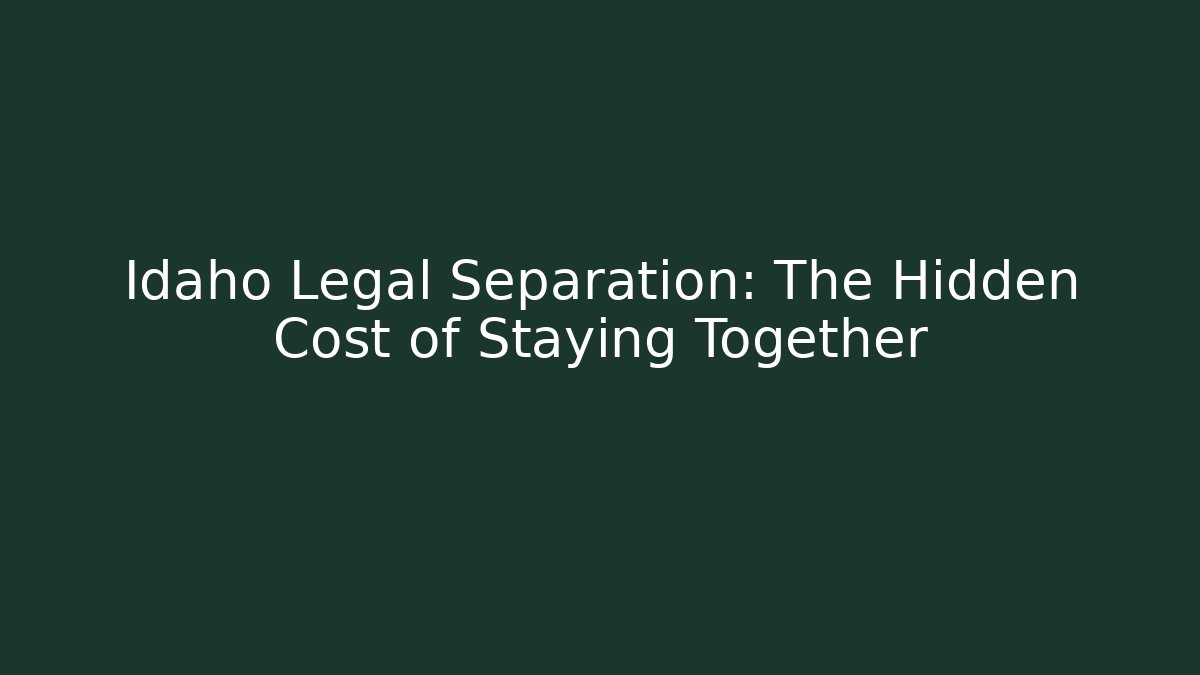 Idaho Legal Separation: The Hidden Cost of Staying Together
