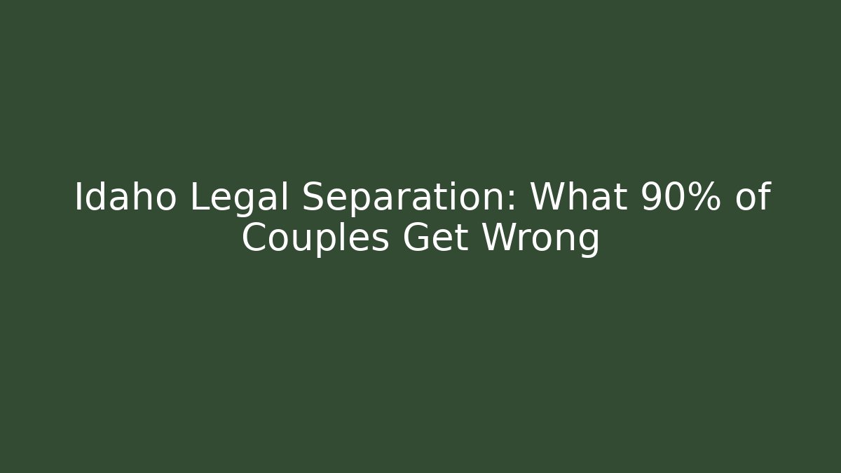Idaho Legal Separation: What 90% of Couples Get Wrong - WealthxGroup