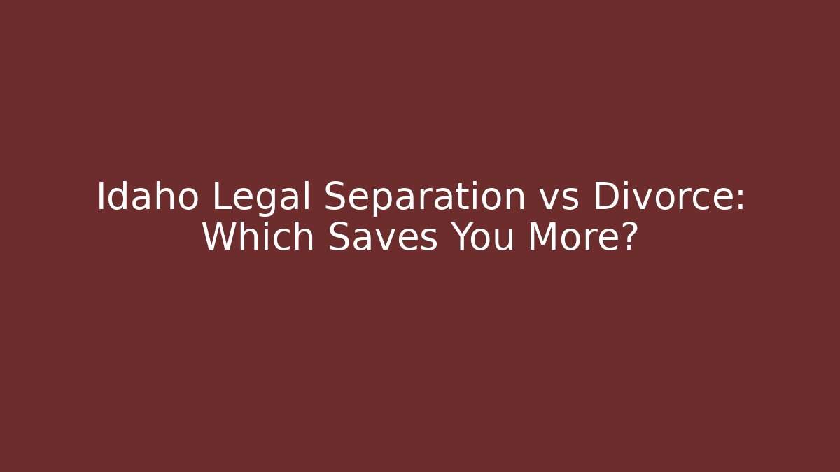 Idaho Legal Separation vs Divorce: Which Saves You More?
