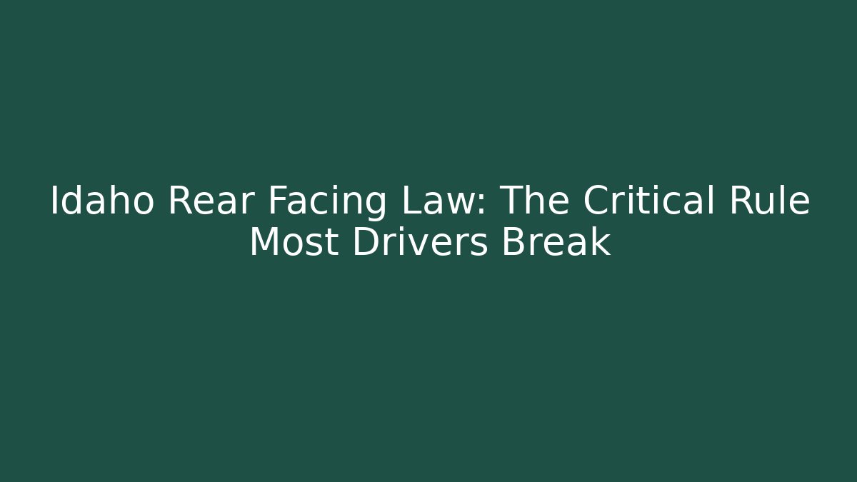 Idaho Rear Facing Law: The Critical Rule Most Drivers Break - WealthxGroup