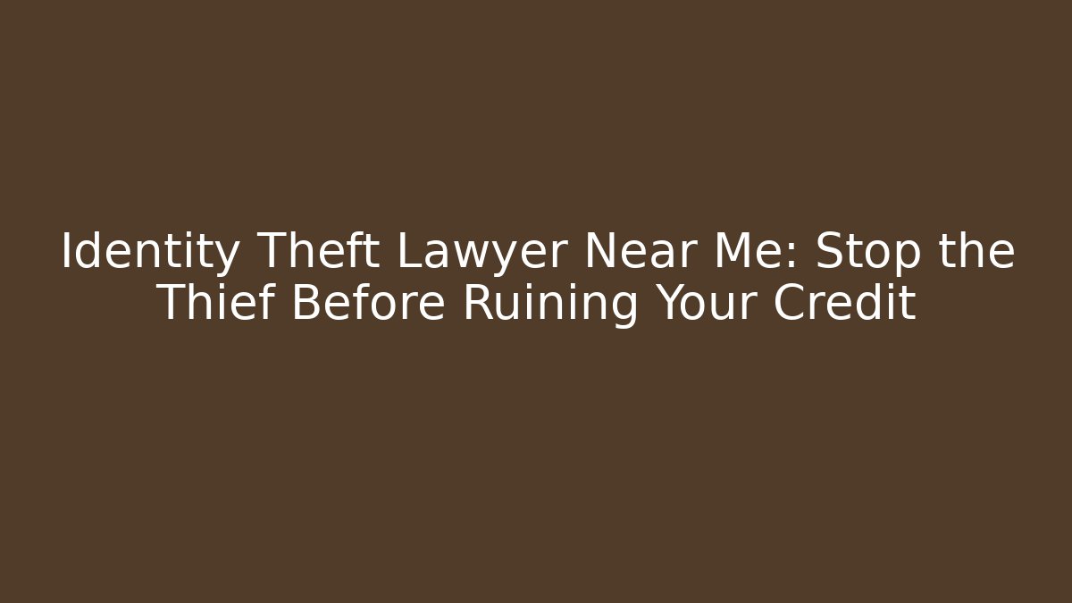 Identity Theft Lawyer Near Me: Stop the Thief Before Ruining Your Credit
