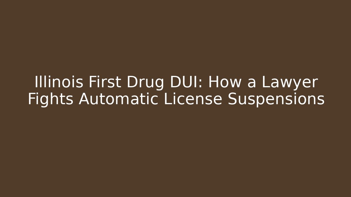 Illinois First Drug DUI: How a Lawyer Fights Automatic License Suspensions