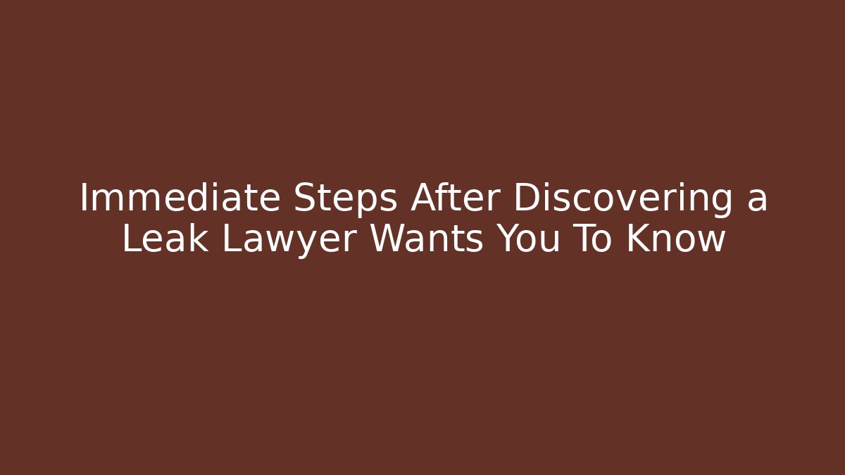 Immediate Steps After Discovering a Leak Lawyer Wants You To Know