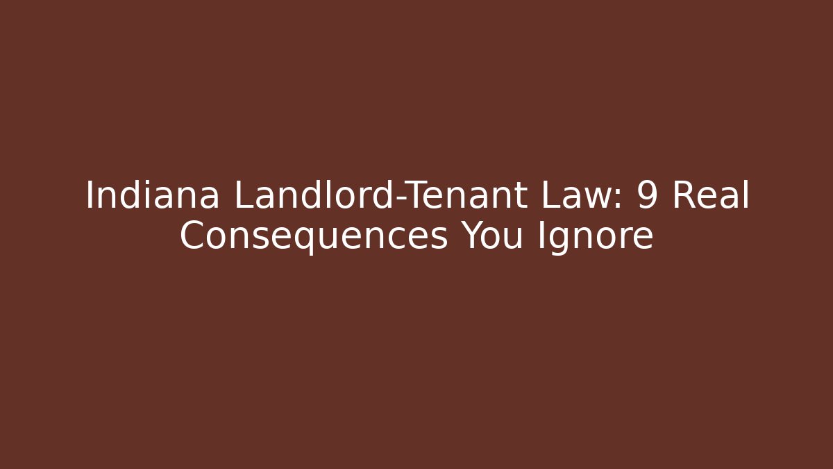 Indiana Landlord-Tenant Law: 9 Real Consequences You Ignore