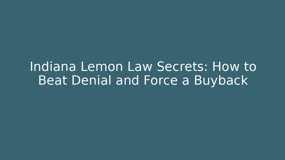 Indiana Lemon Law Secrets: How to Beat Denial and Force a Buyback