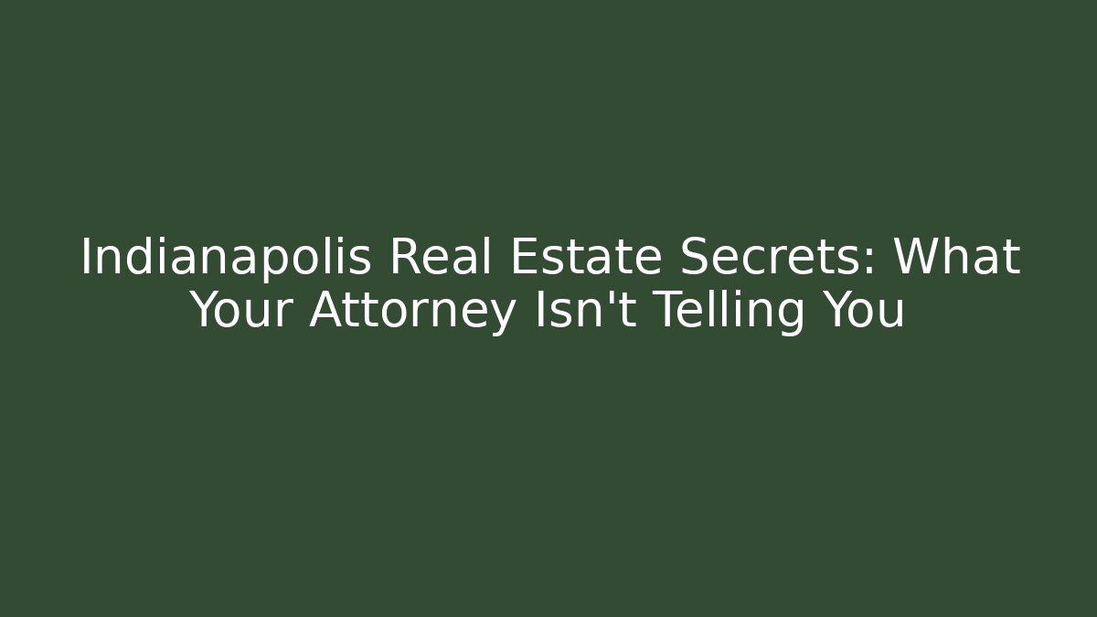 Indianapolis Real Estate Secrets: What Your Attorney Isn't Telling You