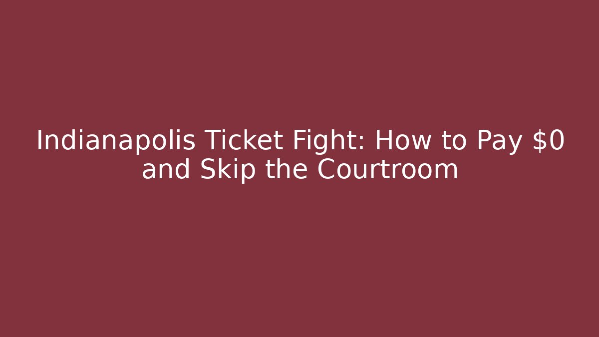 Indianapolis Ticket Fight: How to Pay $0 and Skip the Courtroom