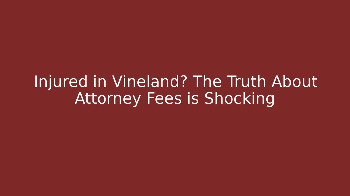 Injured in Vineland? The Truth About Attorney Fees is Shocking
