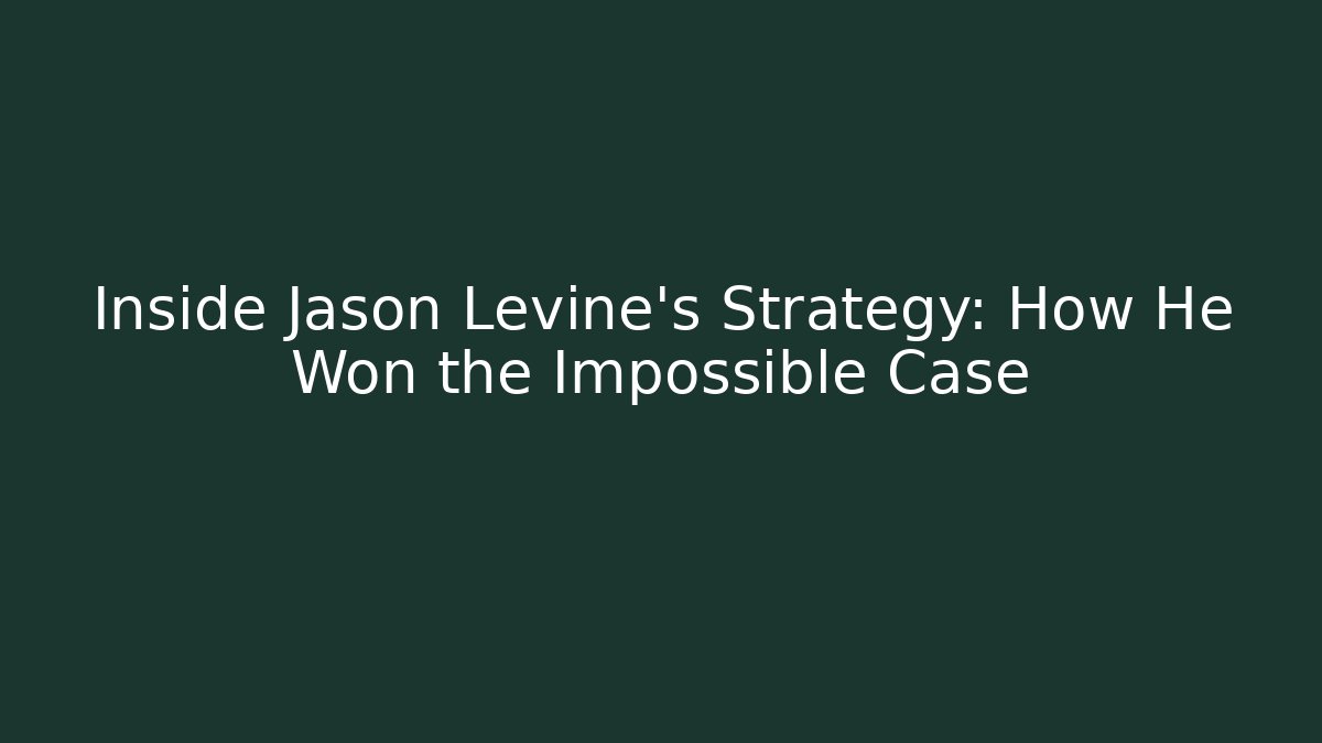 Inside Jason Levine’s Strategy: How He Won the Impossible Case