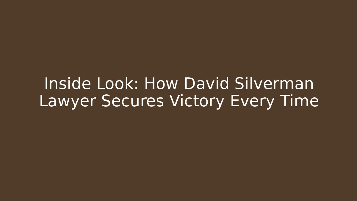 Inside Look: How David Silverman Lawyer Secures Victory Every Time
