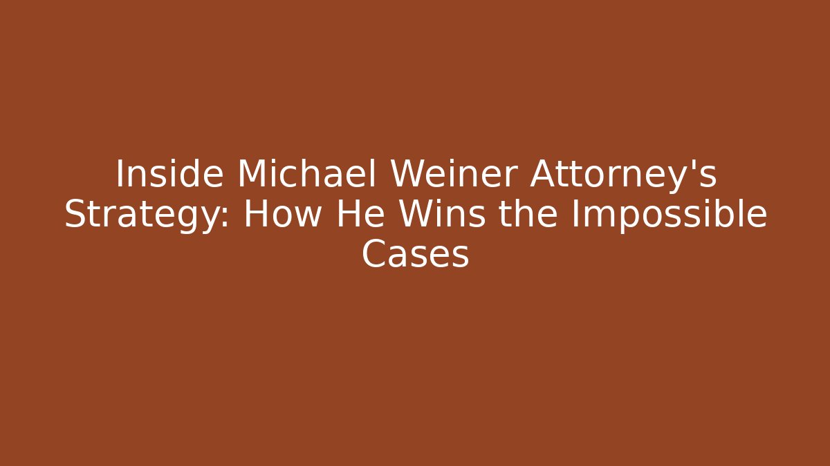 Inside Michael Weiner Attorney's Strategy: How He Wins the Impossible Cases - WealthxGroup