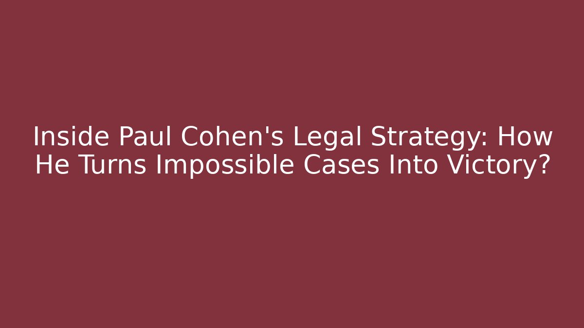 Inside Paul Cohen's Legal Strategy: How He Turns Impossible Cases Into Victory?