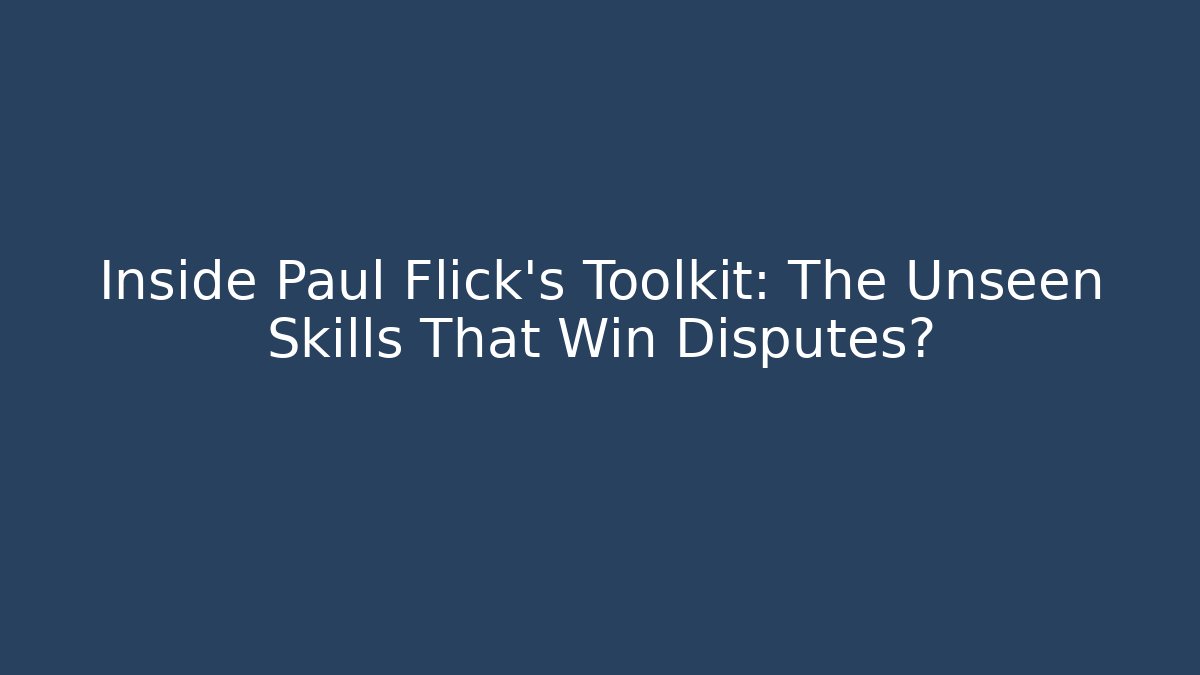 Inside Paul Flick’s Toolkit: The Unseen Skills That Win Disputes?