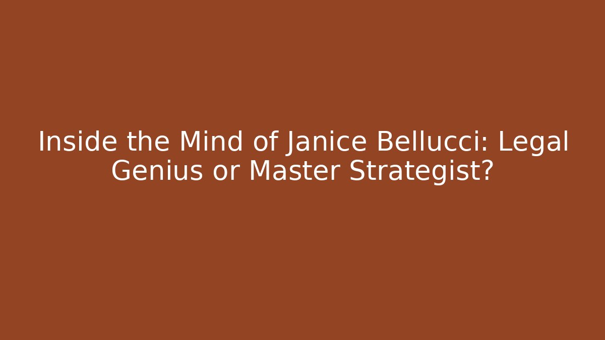 Inside the Mind of Janice Bellucci: Legal Genius or Master Strategist?