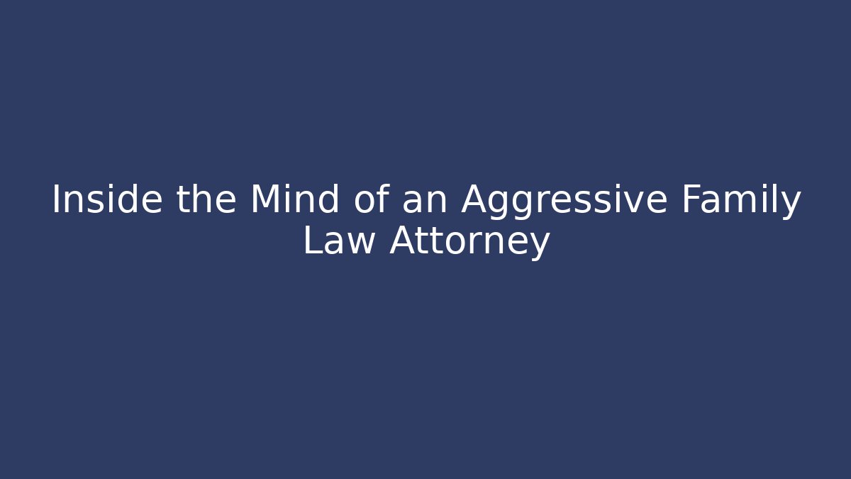 Inside the Mind of an Aggressive Family Law Attorney