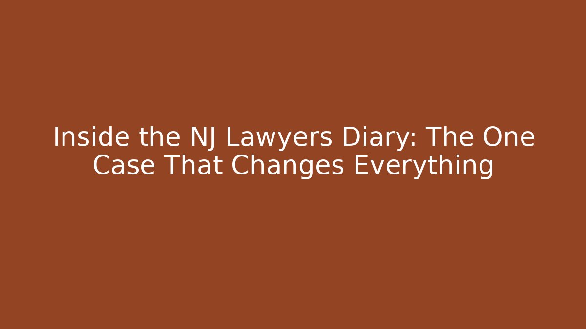 Inside the NJ Lawyers Diary: The One Case That Changes Everything
