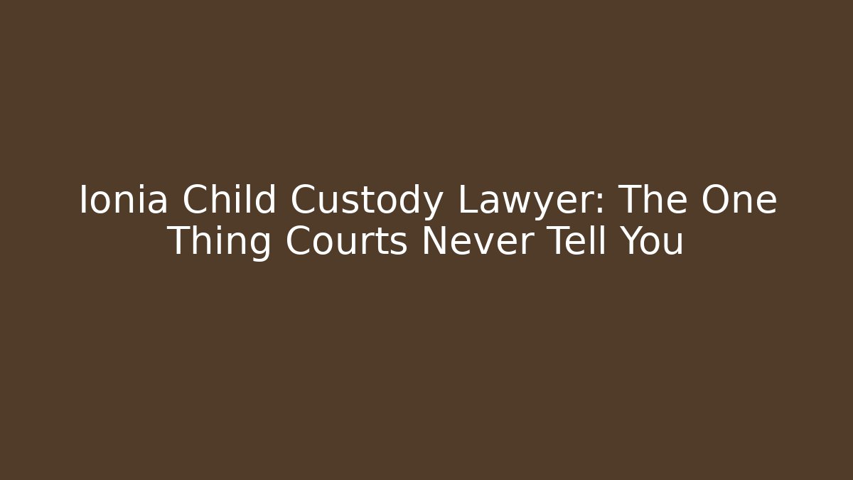 Ionia Child Custody Lawyer: The One Thing Courts Never Tell You