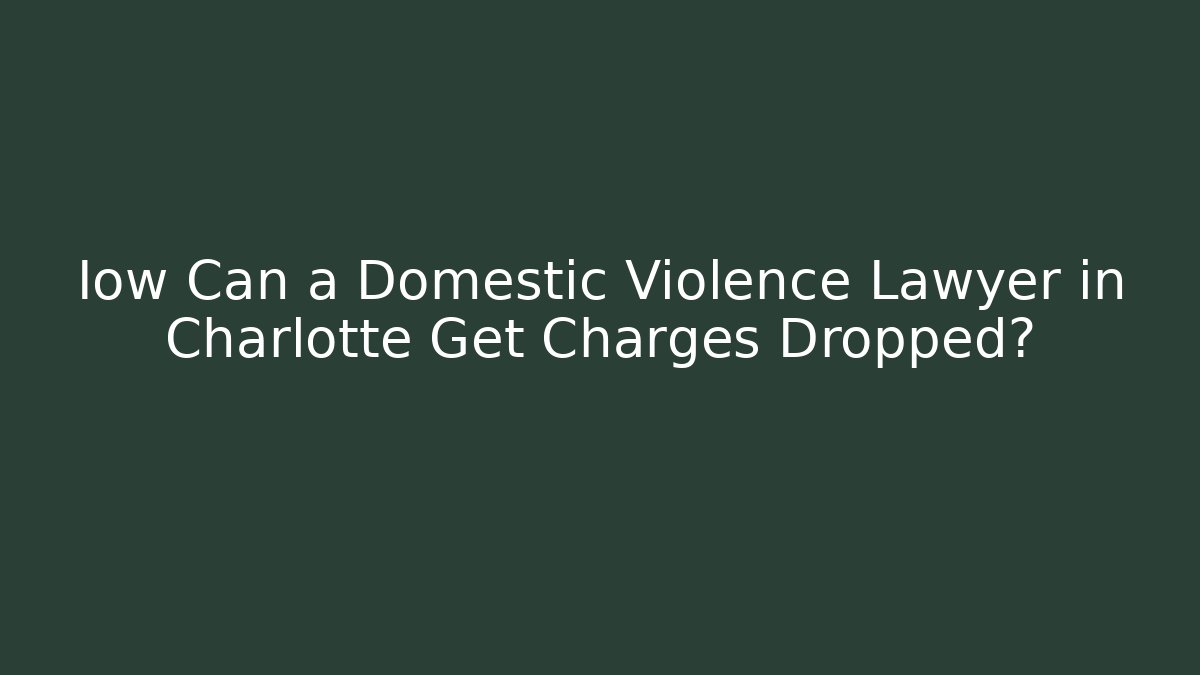 Iow Can a Domestic Violence Lawyer in Charlotte Get Charges Dropped?