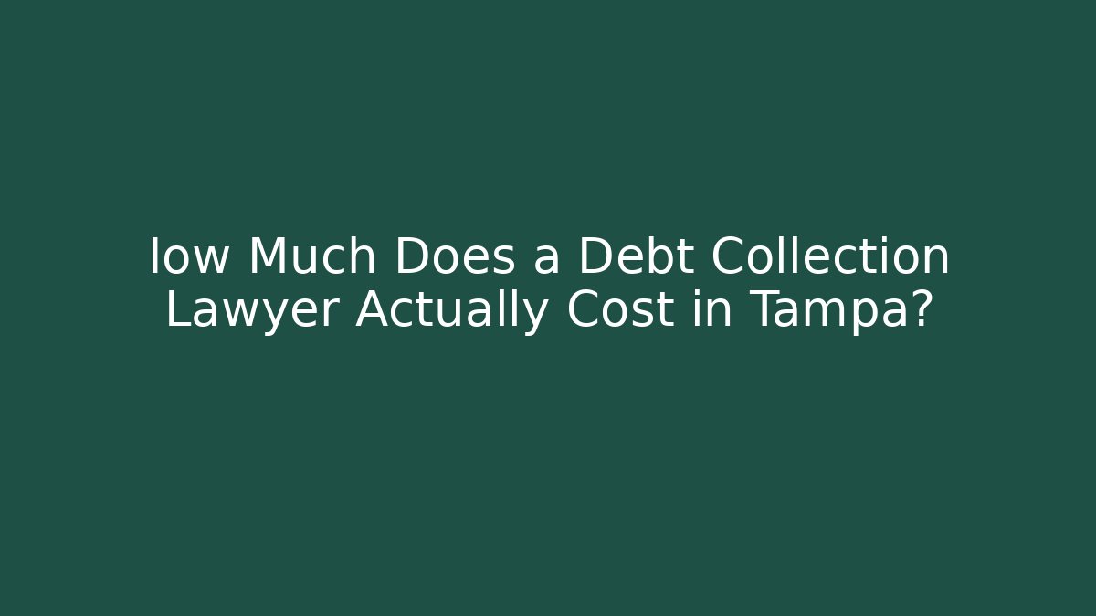 Iow Much Does a Debt Collection Lawyer Actually Cost in Tampa?
