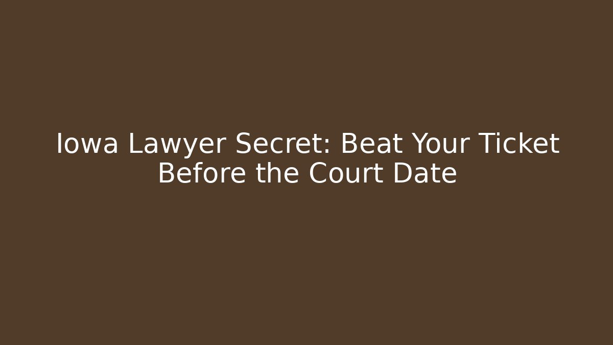 Iowa Lawyer Secret: Beat Your Ticket Before the Court Date