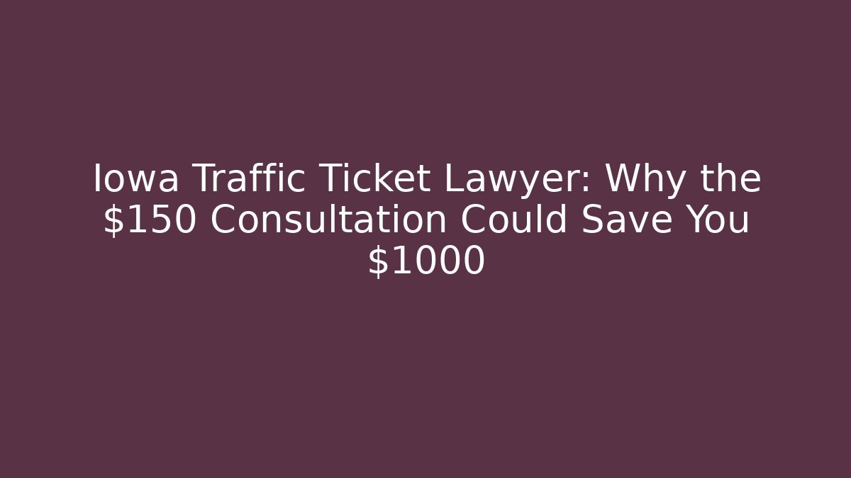 Iowa Traffic Ticket Lawyer: Why the $150 Consultation Could Save You $1000