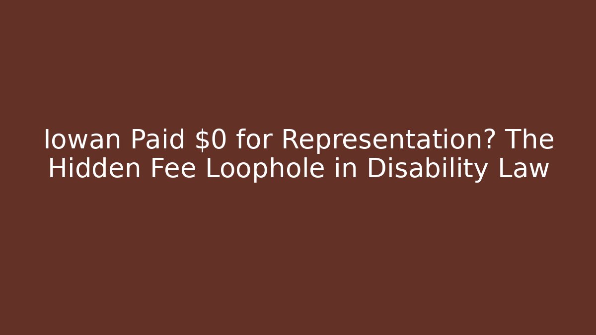 Iowan Paid $0 for Representation? The Hidden Fee Loophole in Disability Law