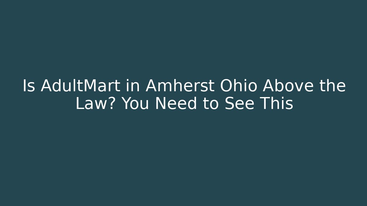 Is AdultMart in Amherst Ohio Above the Law? You Need to See This